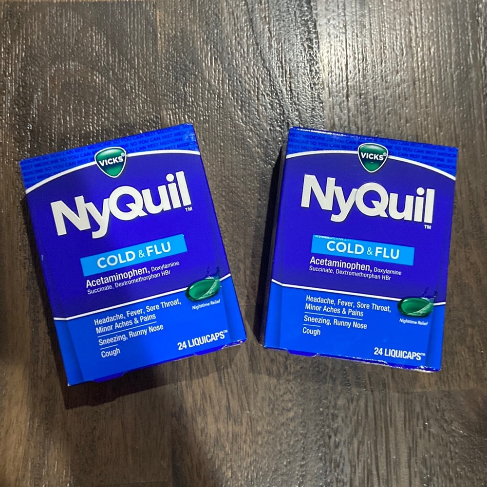 Vicks Nyquil Cold & Flu Nighttime Relief Liquid Capsules 2 Boxes 24 Count Each